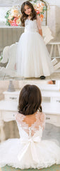 Half Sleeves Lace Top Tulle Flower Girl Dresses