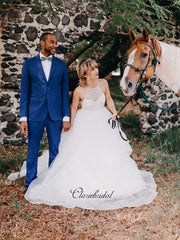 A-line Tulle Wedding Dresses, Simple Wedding Dresses, Bridal Gowns