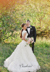 Elegant Cap Sleeves Lace A-line Wedding Dresses, Popular Bridal Gowns, Wedding Dresses
