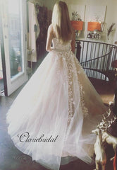 Gorgeous Strapless Lace Prom Dresses, A-Line Beaded Elegant Prom Dresses