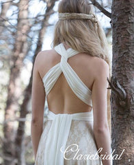 Convertible Jersey Top A-line Lace Romantic Wedding Dresses