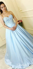 A-line Strapless Evening Party Prom Dresses, Lace Prom Dresses, 2020 Prom Dresses