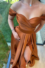 A-line Off Shoulder Long Prom Dresses, Popular Evening Party Dresses, 2023 Long Prom Dresses