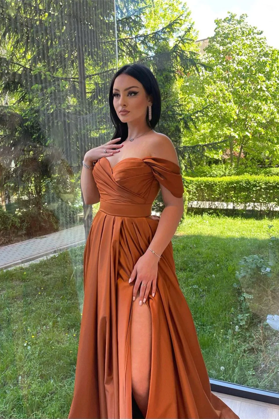 A-line Off Shoulder Long Prom Dresses, Popular Evening Party Dresses, 2023 Long Prom Dresses