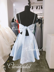 Feedback for Simple Blue Satin Short Prom Dresses