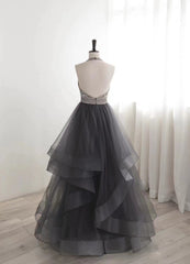 Halter Beaded Floral Long Prom Dresses, Cake Fluffy Prom Dresses, 2022 Prom Dresses, Formal Dresses