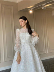 Elegant Beaded Sequin Wedding Dresses, A-line Wedding Dresses, Bridal Gown, Affordable Wedding Dresses