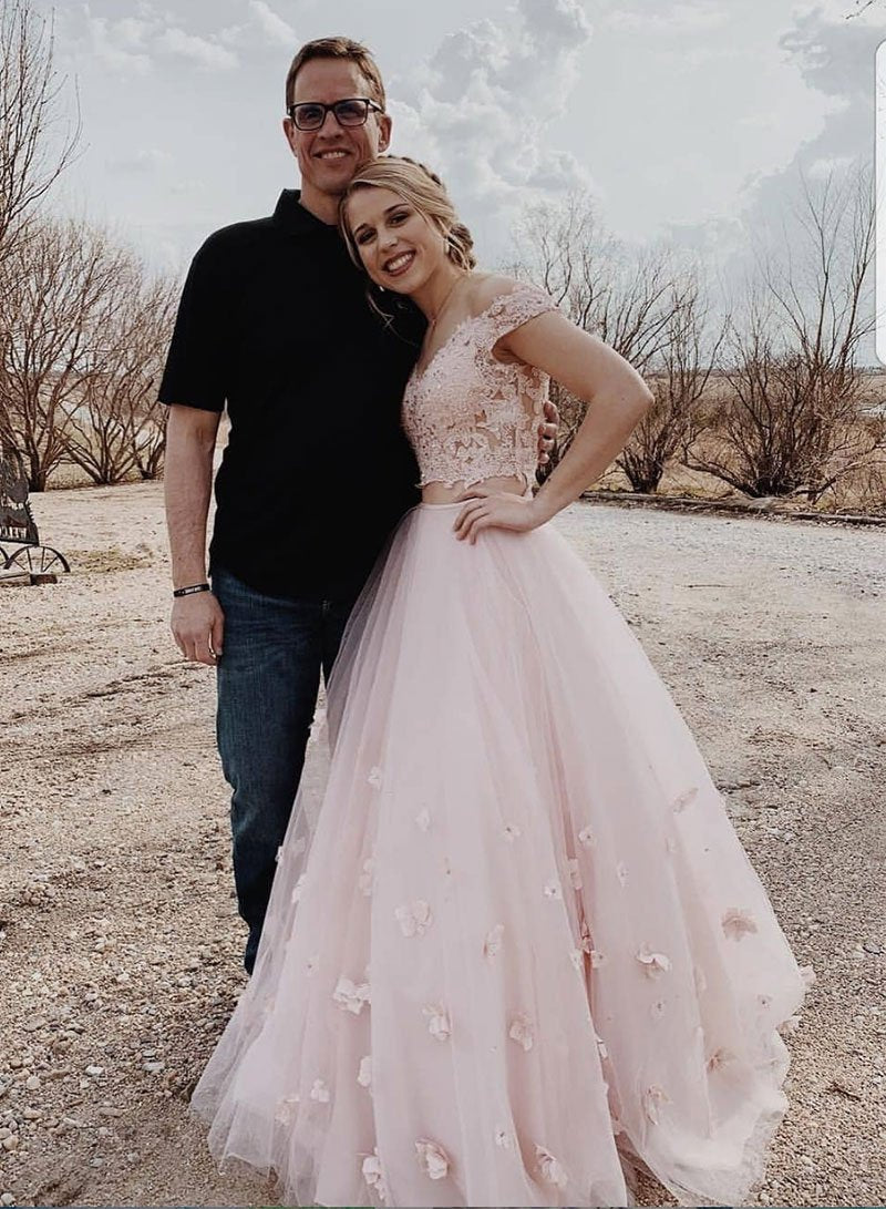 Fahion Two Pieces Long Prom Dresses, Appliques Elegant Prom Dresses, 2020 Newest Prom Dresses