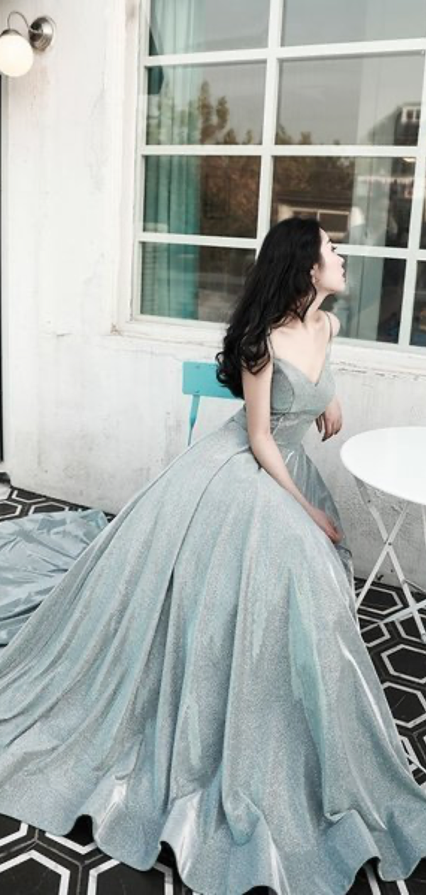 A-line Sparkly Long Prom Dresses, Elegant Prom Dresses, Stylish 2020 Prom Dresses