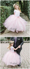 Cap Sleeves Tulle Flower Girl Dresses, Princess Little Girl Dresses