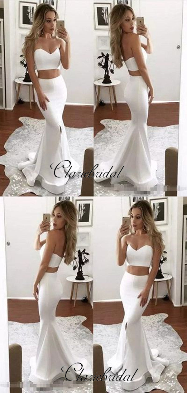2 pieces Evening Party Prom Dresses, Mermaid Slit Sexy Prom Dresses