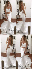 2 pieces Evening Party Prom Dresses, Mermaid Slit Sexy Prom Dresses