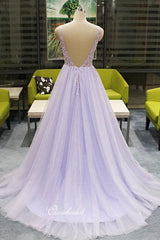 Elegant A-line Beaded Long Prom Dresses, Newest 2020 Prom Dresses, Prom Dresses