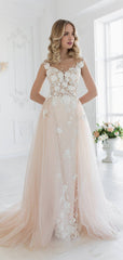 Appliques Elegant Wedding Dresses, Lace Tulle 2020 Wedding Dresses