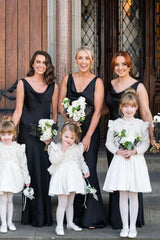 Black Long Sheath Elastic Satin Prom Dresses, Long Bridesmaid Dresses, Wedding Guest Dresses