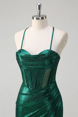 Gltter Emerald Green Long Mermaid Prom Dresses, Sexy Maxi Dresses, Newest 2025 Prom Dresses
