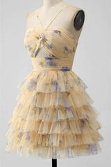 Cute Printed Tulle Mini Dresses, Vacation Dresses, Concert Wear, Homecoming Dresses