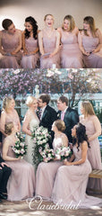 CV-neck Long A-line Tulle Bridesmaid Dresses