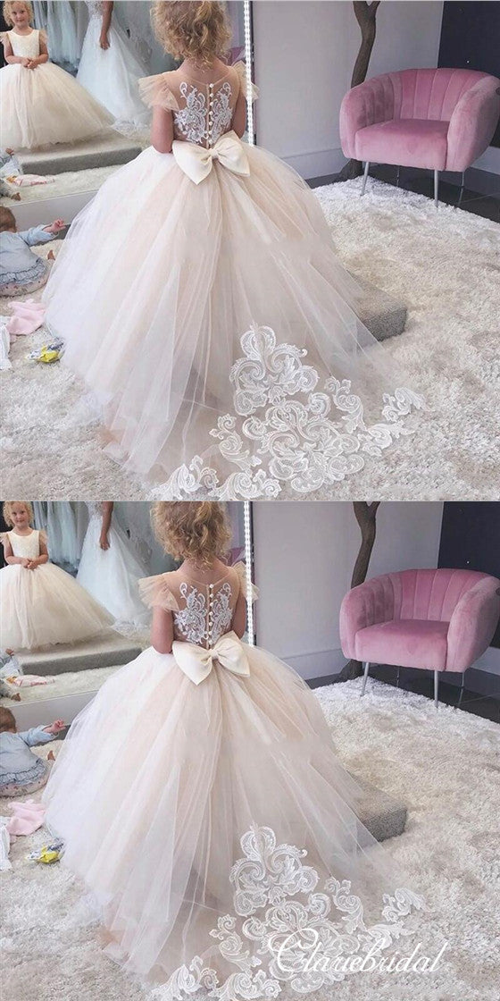 Cap Sleeves Lovely Tulle Lace Flower Girl Dresses